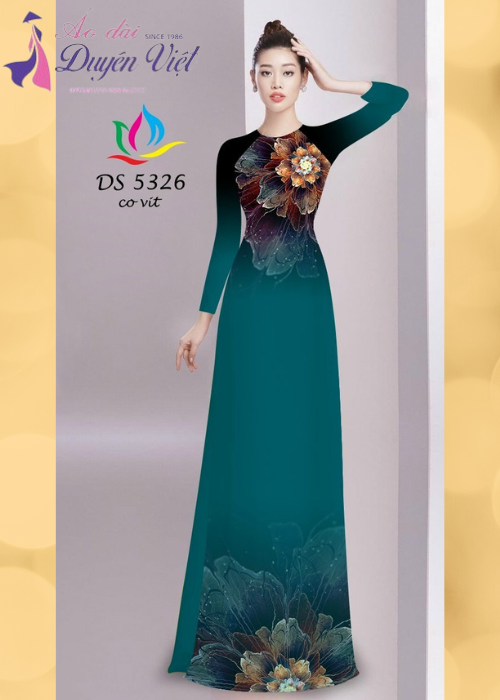 Áo dài in hoa mã DS-5326